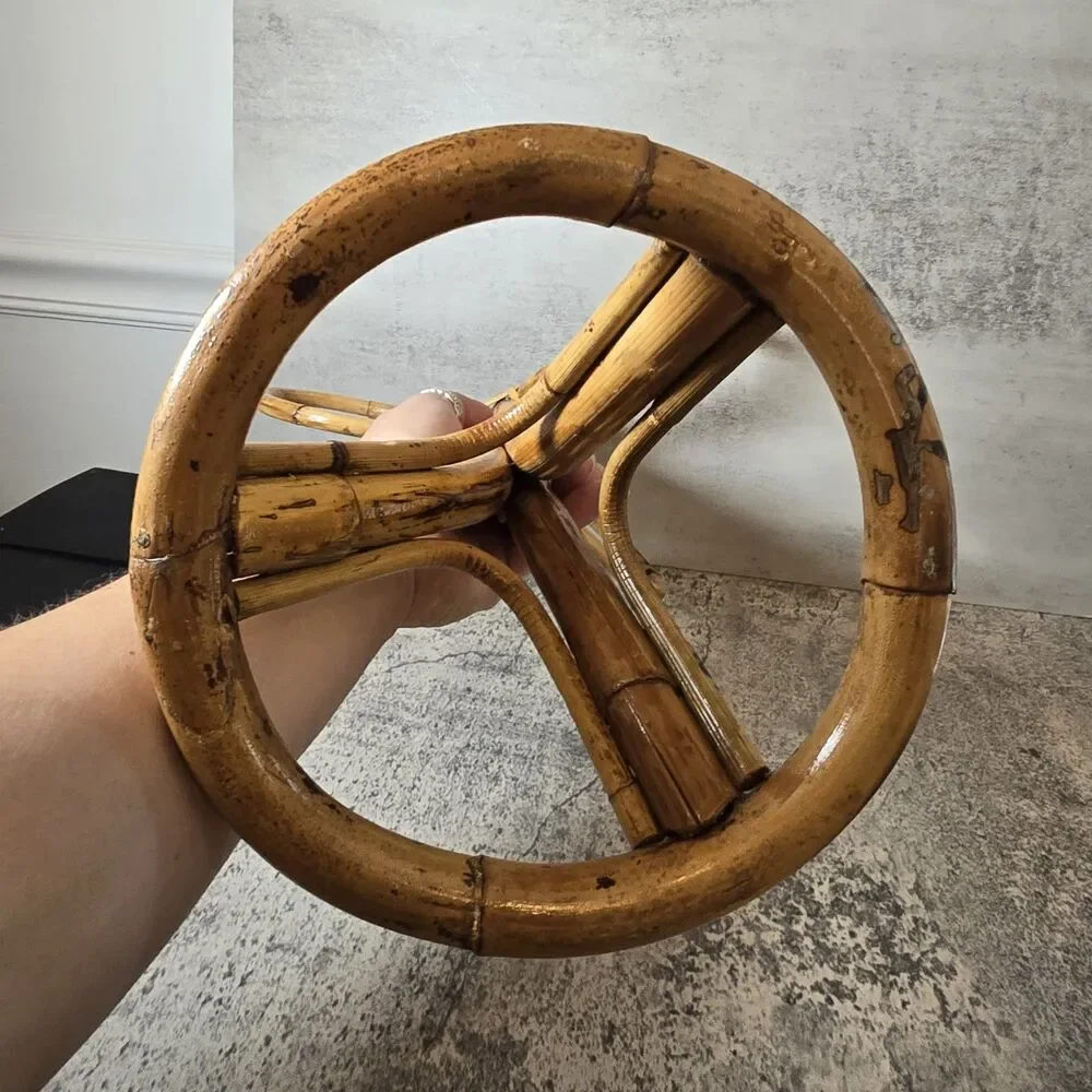 Vintage Boho Chic Bamboo and Rattan Towel Rack MCM Cottagecore Grandma